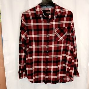 Redmond Clothing Outfitters Plaid Flannel Shirt Men's L NWOT Burgundy Red White